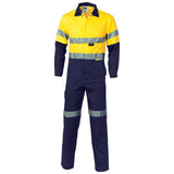 DNC Hi Vis Cool Breeze Two Tone Light Weight Cotton Coverall/Overall with 3M Reflective Tape (3955) Hi Vis Coveralls (Overalls) DNC Workwear - Ace Workwear