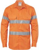 DNC Hi Vis Cool Breeze Cotton Shirt with Reflective Tape Long Sleeve (3967) Hi Vis Shirts With Tape DNC Workwear - Ace Workwear