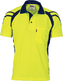 DNC Hi Vis Cool Breathe Stripe Panel Polo Shirt Short Sleeve (3979) Hi Vis Polo With Designs DNC Workwear - Ace Workwear