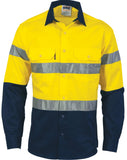 DNC Hi Vis D/N 2 Tone Drill Shirt with Generic R/Tape - Long Sleeve (3982) Hi Vis Shirts With Tape DNC Workwear - Ace Workwear