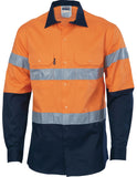DNC Hi Vis D/N 2 Tone Drill Shirt with Generic R/Tape - Long Sleeve (3982) Hi Vis Shirts With Tape DNC Workwear - Ace Workwear