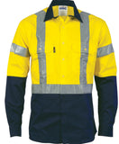 DNC Hi Vis D/N 2 Tone Drill Shirt with H Pattern Generic R/ Tape - Long Sleeve (3983) Hi Vis Shirts With Tape DNC Workwear - Ace Workwear
