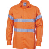 DNC HiVis Cool-Breeze Cotton Shirt with 3M 8906 R/Tape - Long sleeve (3987) Hi Vis Shirts With Tape DNC Workwear - Ace Workwear