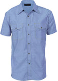 DNC Mens Twin Flap Pocket Cotton Chambray - Short Sleeve (4103) Industrial Shirts DNC Workwear - Ace Workwear