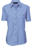 DNC Ladies Cotton Chambray Shirt - Short Sleeve (4105) Industrial Shirts DNC Workwear - Ace Workwear