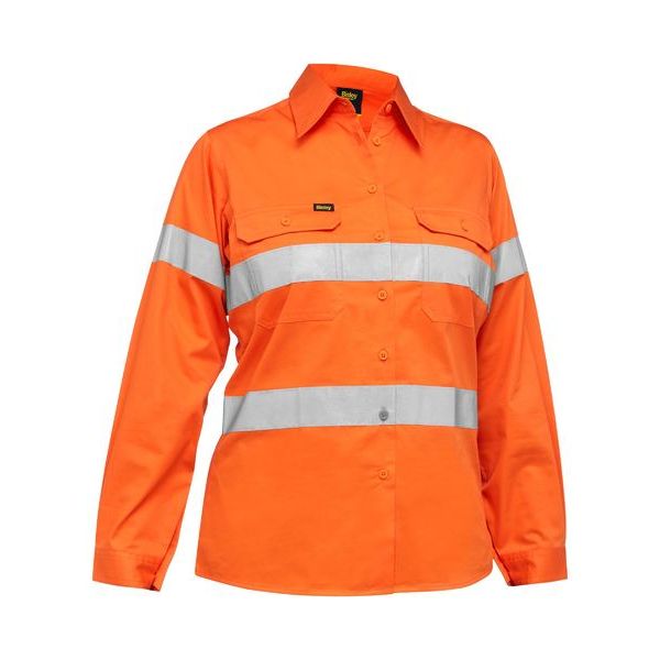 Bisley Womens Taped Hi Vis Cool Lightweight Drill Shirt (BL6897) - Ace Workwear
