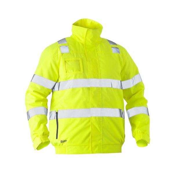 Bisley Taped Hi Vis Wet Weather Bomber Jacket With Radio Loop And ID Pocket (BJ6770T) - Ace Workwear
