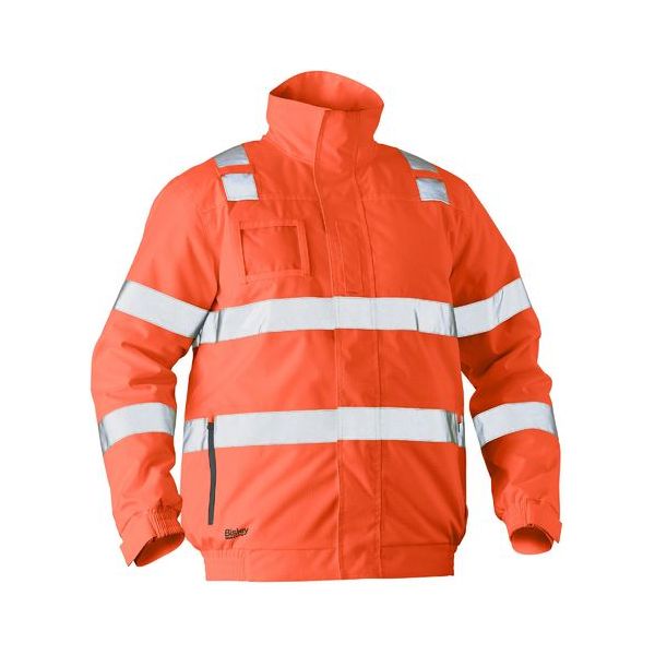 Bisley Taped Hi Vis Wet Weather Bomber Jacket With Radio Loop And ID Pocket (BJ6770T) - Ace Workwear
