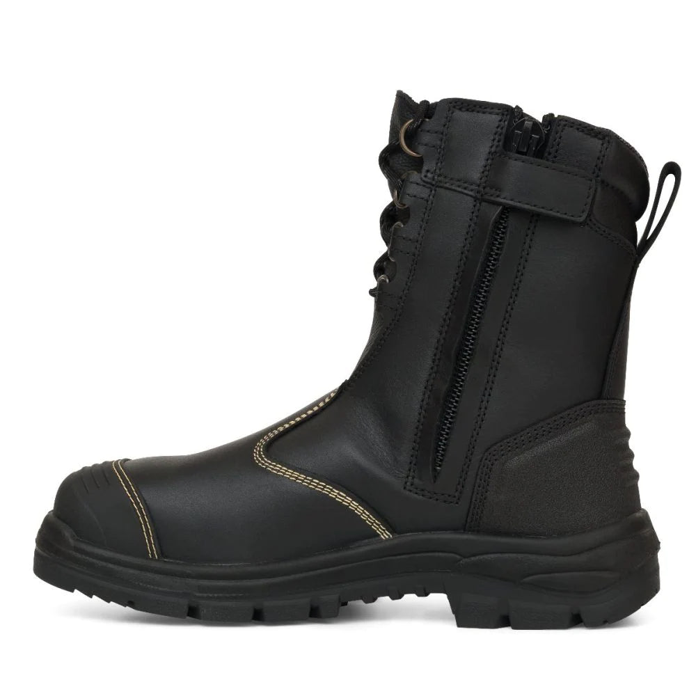 Oliver 200mm Black Hi-Leg Zip Sided Lace Up Steel Cap Safety Boot With Scuff Cap (55-380) (Pre Order) - Ace Workwear
