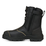 Oliver 200mm Black Hi-Leg Zip Sided Lace Up Steel Cap Safety Boot With Scuff Cap (55-380) (Pre Order)