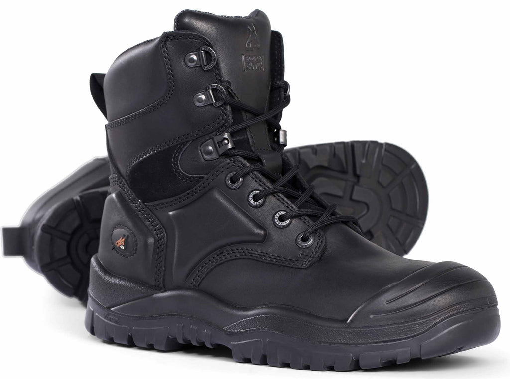 Mongrel Black High Leg Lace Up Boot W/ Scuff Cap Lace Up Safety Boots Mongrel - Ace Workwear