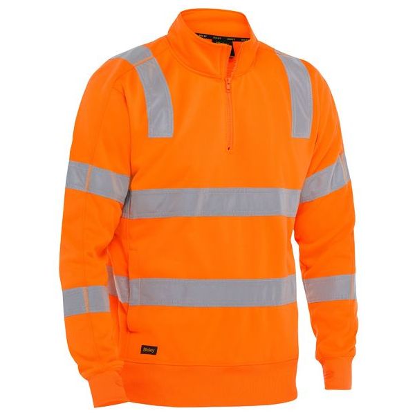 Bisley Taped Hi Vis 1/4 Zip Polyester Fleece Pullover (BK6814T) - Ace Workwear