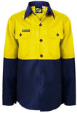 Workcraft Kids LIghtweight Hi Vis Long Sleeve Cotton Drill Shirt (WSK127)