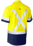 Bisley Flx And Move Two Tone Hi Vis Short Sleeve Stretch Utility Shirt (BS1177XT)