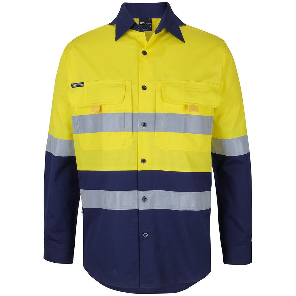 JB's Hi Vis (D+N) Ripstop L/S Fishing Shirt (6DNRL) Hi Vis Shirts With Tape JB's Wear - Ace Workwear