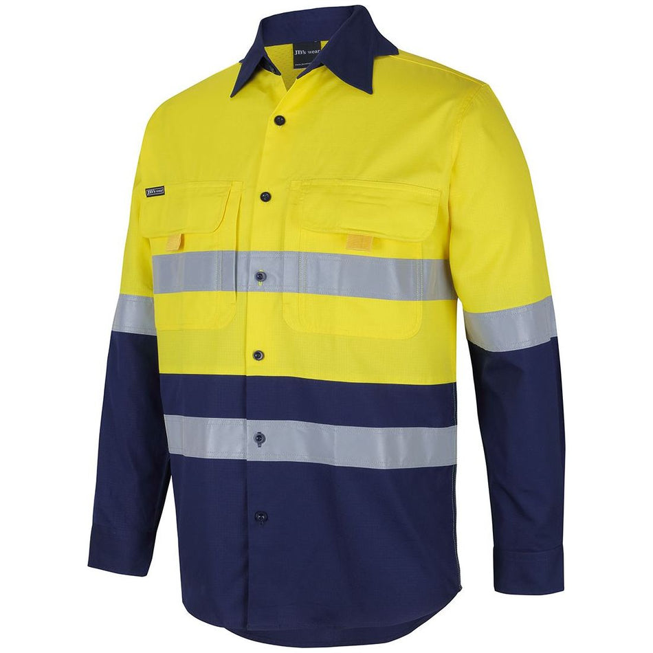 JB's Hi Vis (D+N) Ripstop L/S Fishing Shirt (6DNRL) Hi Vis Shirts With Tape JB's Wear - Ace Workwear