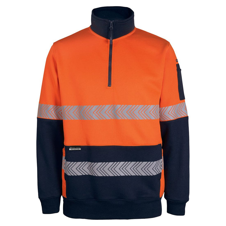 JB's Hi Vis 330g 1/2 Zip Segmented Tape Fleece (6DPS) Hi Vis Half Zip Jumpers JB's Wear - Ace Workwear