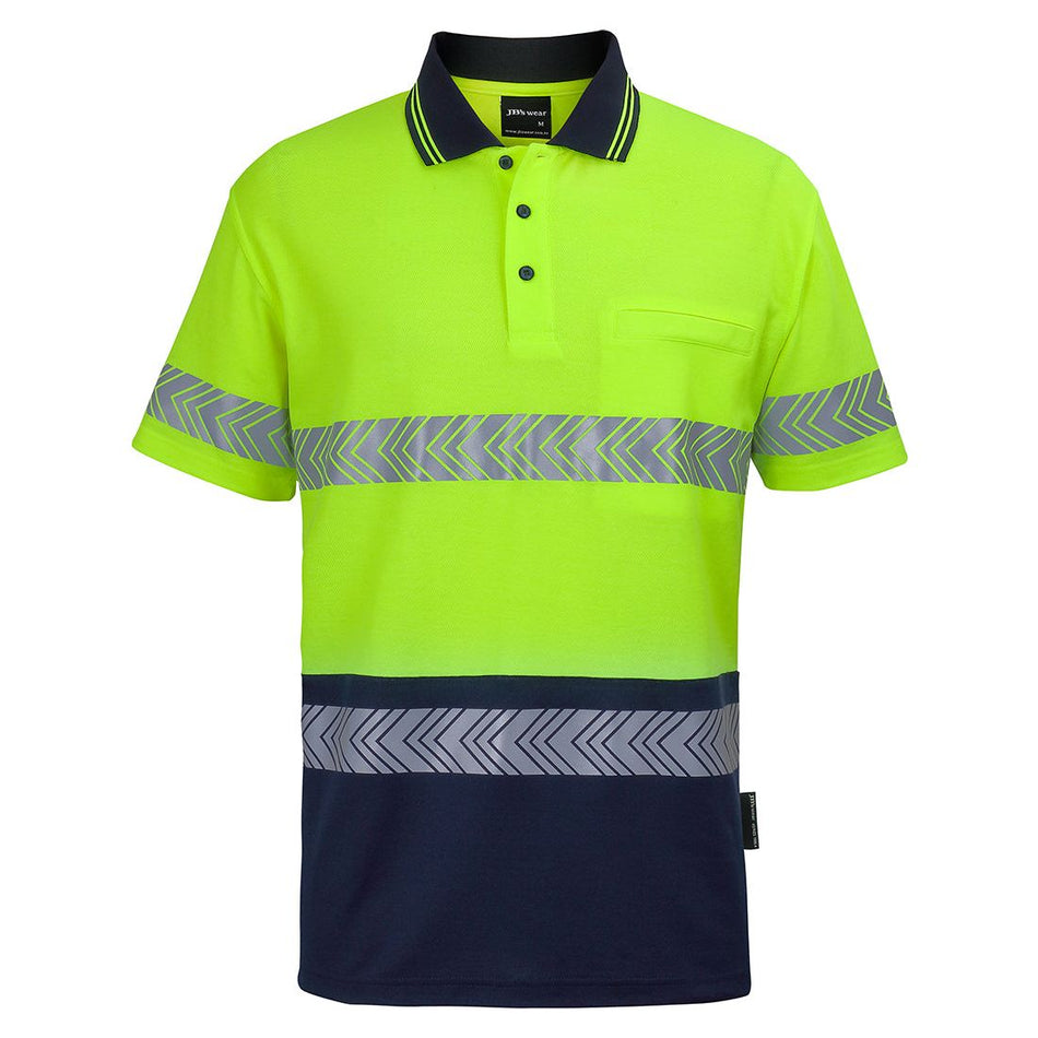 JB's Hi Vis (D+N) Cotton Back S/S Segmented Tape Polo (6HMSS) Hi Vis Polo With Tape JB's Wear - Ace Workwear