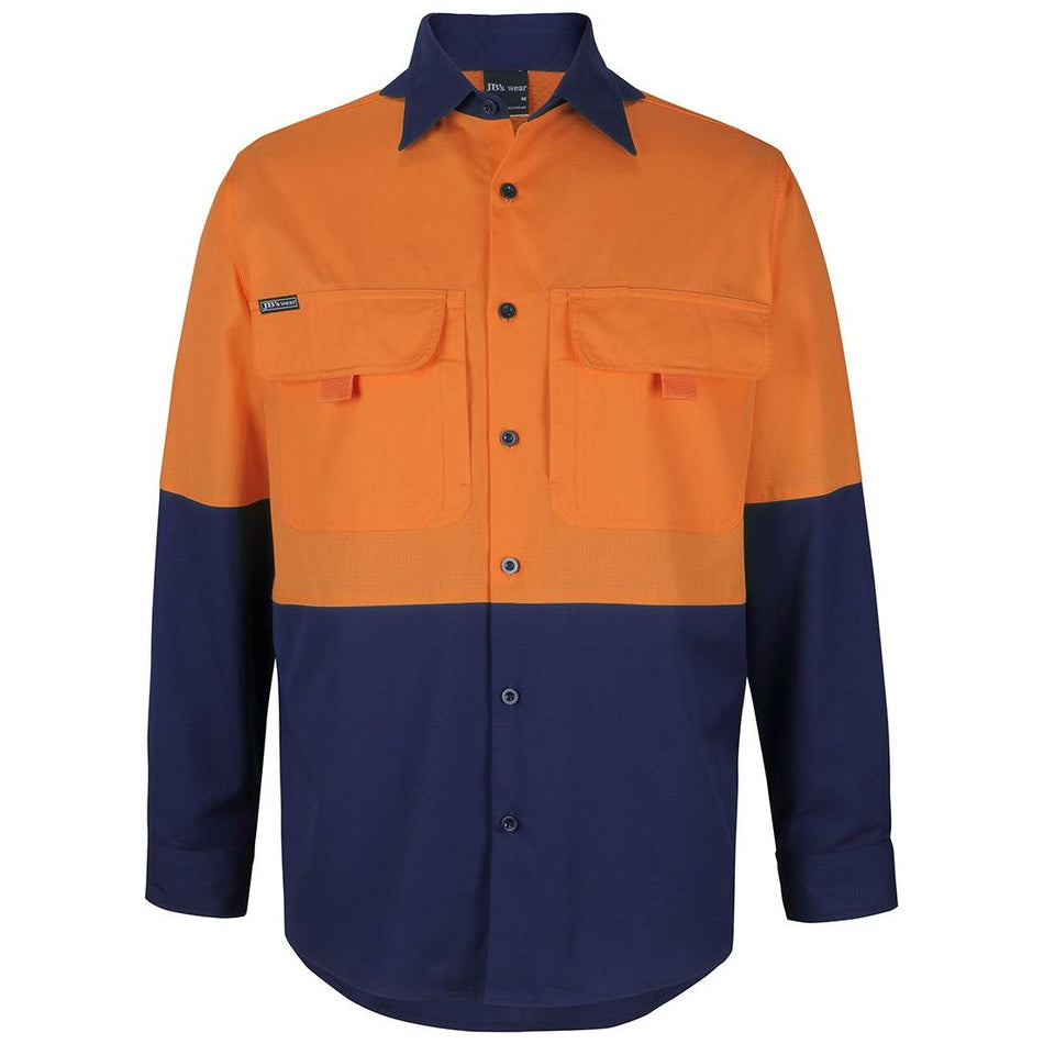 JB's Hi Vis Ripstop L/S Fishing Shirt (6HNRL) Hi Vis Shirts JB's Wear - Ace Workwear