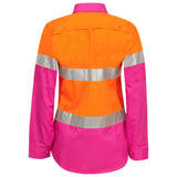 Workcraft Ladies Lightweight Hi Vis Long Sleeve Vented Reflective Cotton Drill Shirt With Tape (WSL501)