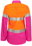 Workcraft Ladies Lightweight Hi Vis Long Sleeve Vented Reflective Cotton Drill Shirt With Tape (WSL501)