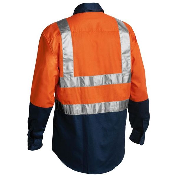 Bisley Two Tone Hi Vis Long Sleeve Drill Shirt 3M Reflective Tape (BS6267T) - Ace Workwear