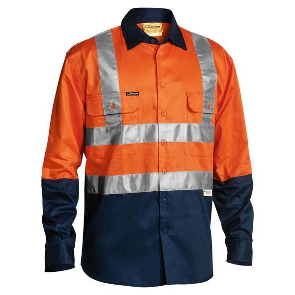Bisley Two Tone Hi Vis Long Sleeve Drill Shirt 3M Reflective Tape (BS6267T) - Ace Workwear