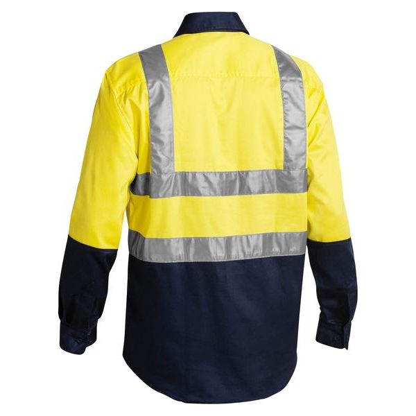 Bisley Two Tone Hi Vis Long Sleeve Drill Shirt 3M Reflective Tape (BS6267T) - Ace Workwear