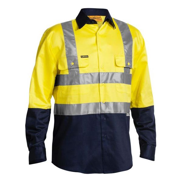 Bisley Two Tone Hi Vis Long Sleeve Drill Shirt 3M Reflective Tape (BS6267T) - Ace Workwear