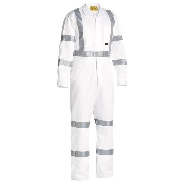 Bisley 3M X Tape Configuration White Drill Coverall (BC6806T) - Ace Workwear