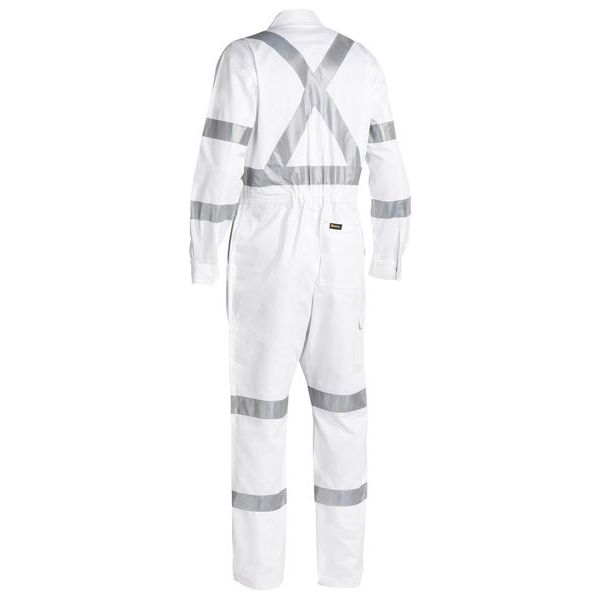 Bisley 3M X Tape Configuration White Drill Coverall (BC6806T) - Ace Workwear
