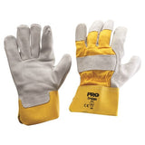 Pro Choice Yellow/Grey Leather Gloves Large - Carton (72 Pairs) (940GY) Leather Gloves ProChoice - Ace Workwear