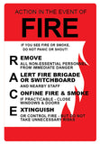 Action in the Event Of Fire (Large) 220mm x 320mm (Pack of 10) Fire Safety Sign, signprice FFA - Ace Workwear