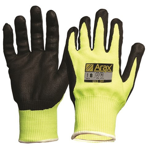 Pro Choice Arax® Gold, Nitrile Sand Dip On Hi-Vis Yellow Liner - Pack (12 Pairs) (AFYN) Cut Resistant Gloves ProChoice - Ace Workwear