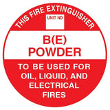 BE - Extinguisher Identification Sign - Sticker (193mm x 193mm) - (Pack of 10) Fire Safety Sign, signprice FFA - Ace Workwear