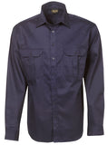 Cotton Drill Work Shirt Long Sleeve - (C03) Industrial Shirts Blue Whale - Ace Workwear