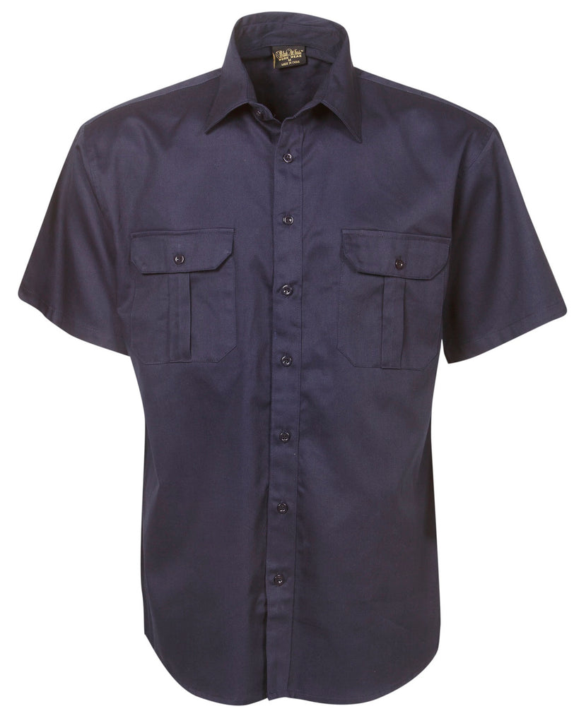Cotton Drill Work Shirt Short Sleeve - (C04) Industrial Shirts Blue Whale - Ace Workwear
