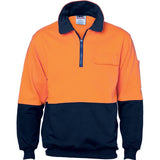 DNC Hi Vis 1/2 Zip Cotton Fleecy Windcheater (3923) Hi Vis Half Zip Jumpers DNC Workwear - Ace Workwear