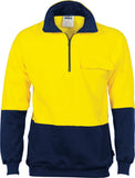 DNC Hi Vis 1/2 Zip Cotton Fleecy Windcheater (3923) Hi Vis Half Zip Jumpers DNC Workwear - Ace Workwear