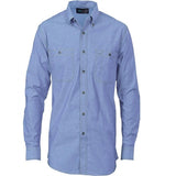 DNC Cotton Chambray Shirt With Twin Pocket Long Sleeve (4102) Industrial Shirts DNC Workwear - Ace Workwear
