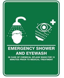 Pratt Emergency Shower & Eyewash Sign (PS6CM) 450mm x 300mm Metal (EESAE4530M) - (Pack of 2) Emergency Signs, signprice Pratt - Ace Workwear