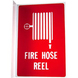 Fire Hose Reel Angled Location Sign (Small) 155mm x 235mm - (Pack of 10) Fire Safety Sign, signprice FFA - Ace Workwear