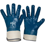 DNC Blue Nitrile Full Dip with Canvas Cuff - Pack (12 Pairs) (GN34) Synthetic Dipped Gloves DNC Workwear - Ace Workwear