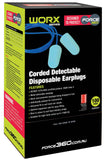 Force 360 FoodSafe Metal Detectable Corded Disposable Earplug Class 5, 26dB (Box of 100) (HWRX972 Disposable Earplugs Force 360 - Ace Workwear