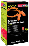Force 360 Bell Shaped Corded Disposable Earplug Class 4, 22dB (Box of 100) (HWRX981) Disposable Earplugs Force 360 - Ace Workwear