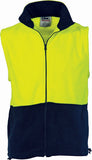 DNC Hi Vis Two Tone Full Zip Polar Fleece Vest (3828) Hi Vis Winter Vest DNC Workwear - Ace Workwear