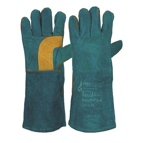 Pro Choice Pyromate® South Paw® Left Hand Pair -Green & Gold Kevlar® Glove Green - Pack (12 Pairs) (LGW16E) Welding Gloves ProChoice - Ace Workwear