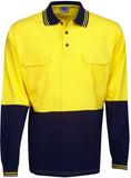 Hi Vis 100% Cotton Polo Long Sleeve (P93) Hi Vis Plain Polo Blue Whale - Ace Workwear