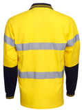 Hi Vis 100% Cotton Polo with Reflective Tape Long Sleeve (P95) Hi Vis Polo With Tape Blue Whale - Ace Workwear