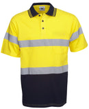 Hi Vis 100% Cotton Polo with Reflective Tape Short Sleeve (P96) Hi Vis Polo With Tape Blue Whale - Ace Workwear